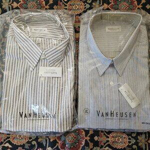 NWT Set of 2 Van Heusen Dress Shirts - striped 18 1/2 34/35